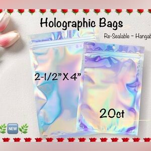 Holographic Re-Sealable Bags 2-1/2x4” 20ct~NEW~Free Thank you stickers